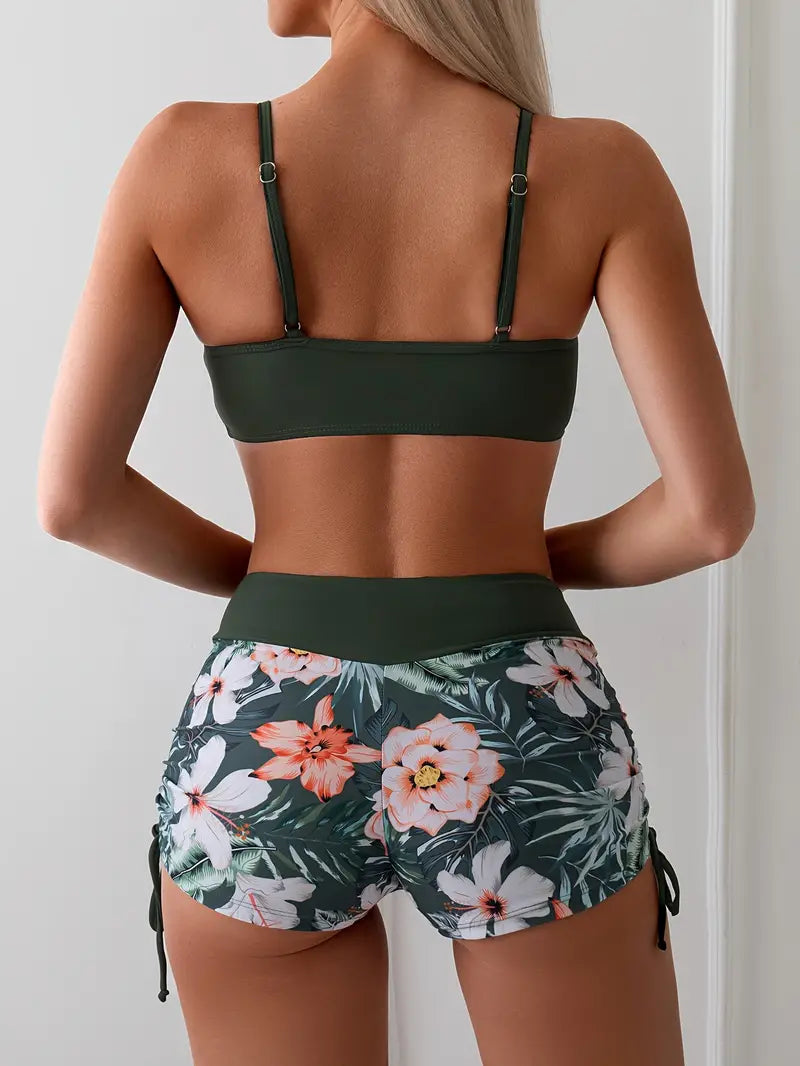 LP | Bikini con stampa floreale tropicale e coulisse
