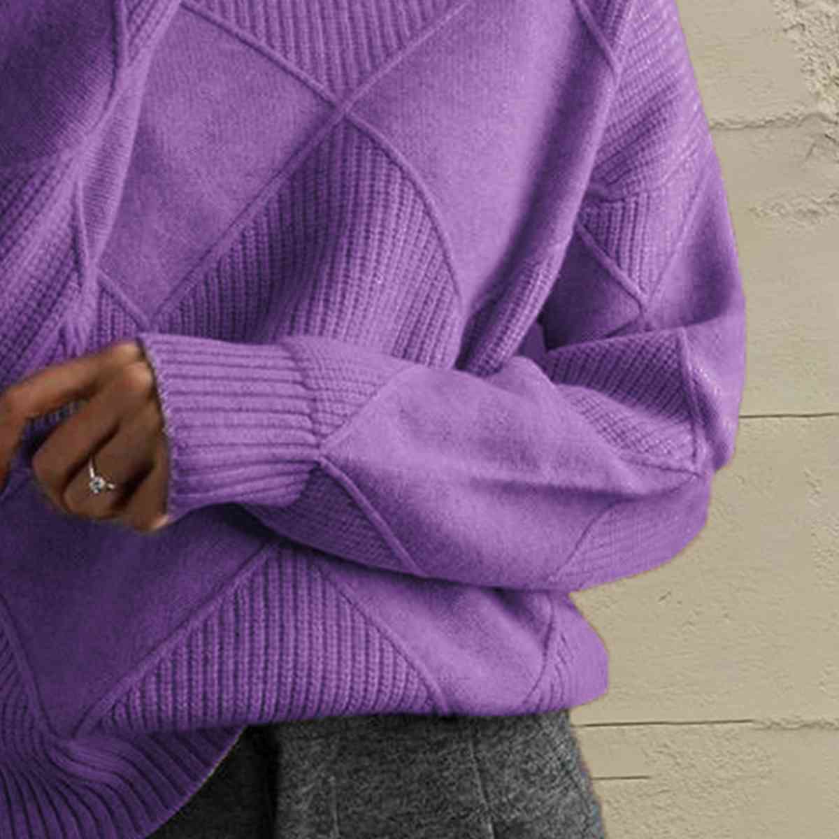 LP | Maglione chic a collo alto in maglia geometrica