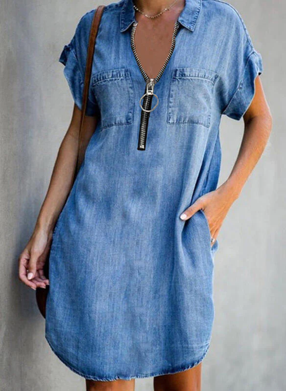 LP | colletto zip slim fit abito denim abiti