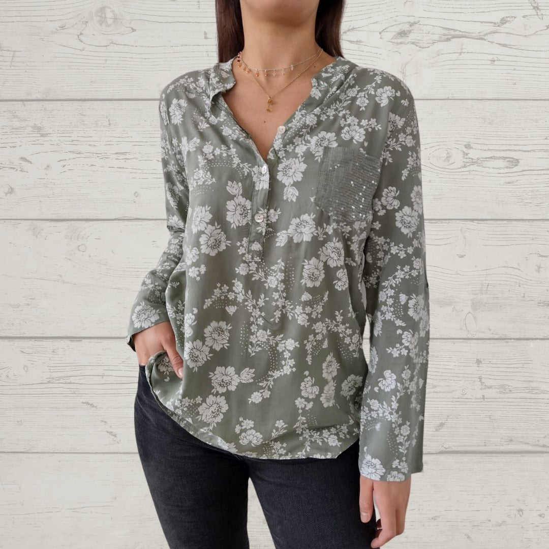 LP | Elegante top floreale a maniche lunghe