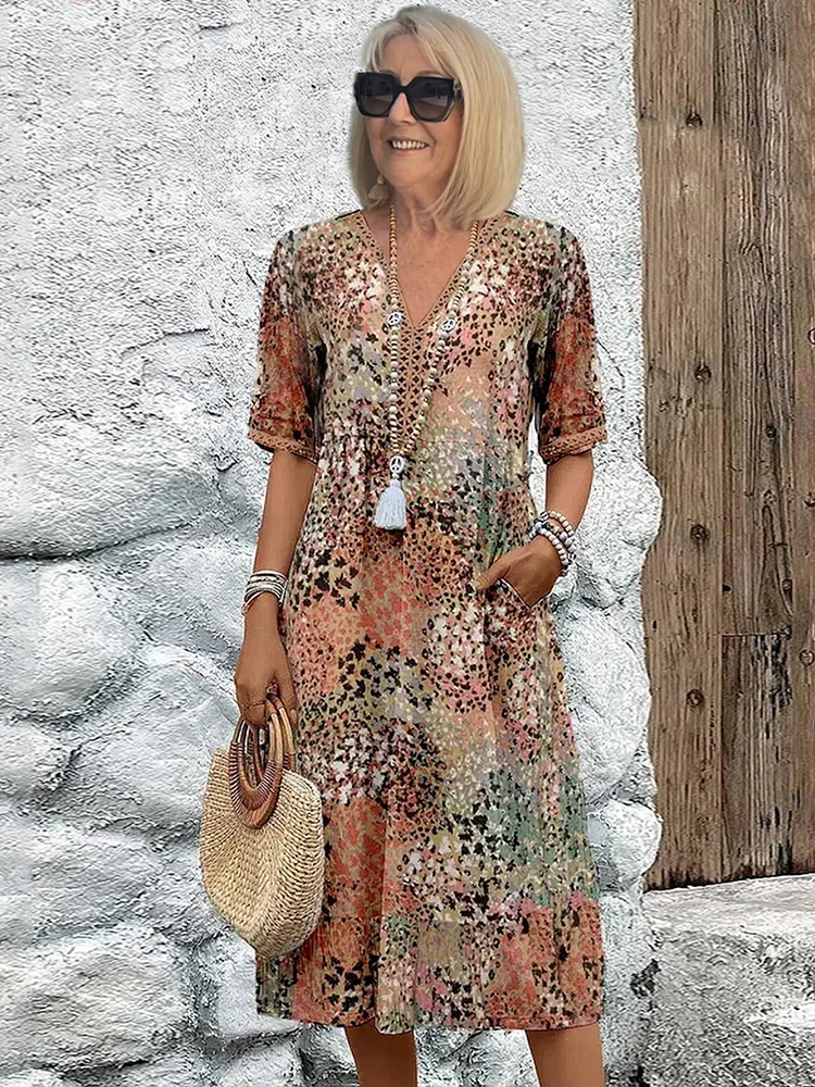 LP | Vestito midi - Cotone, Floreale, Abbigliamento donna elegante