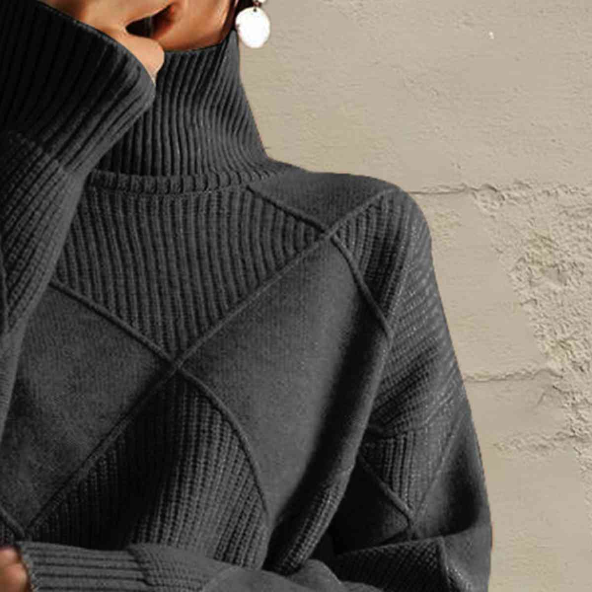 LP | Maglione chic a collo alto in maglia geometrica