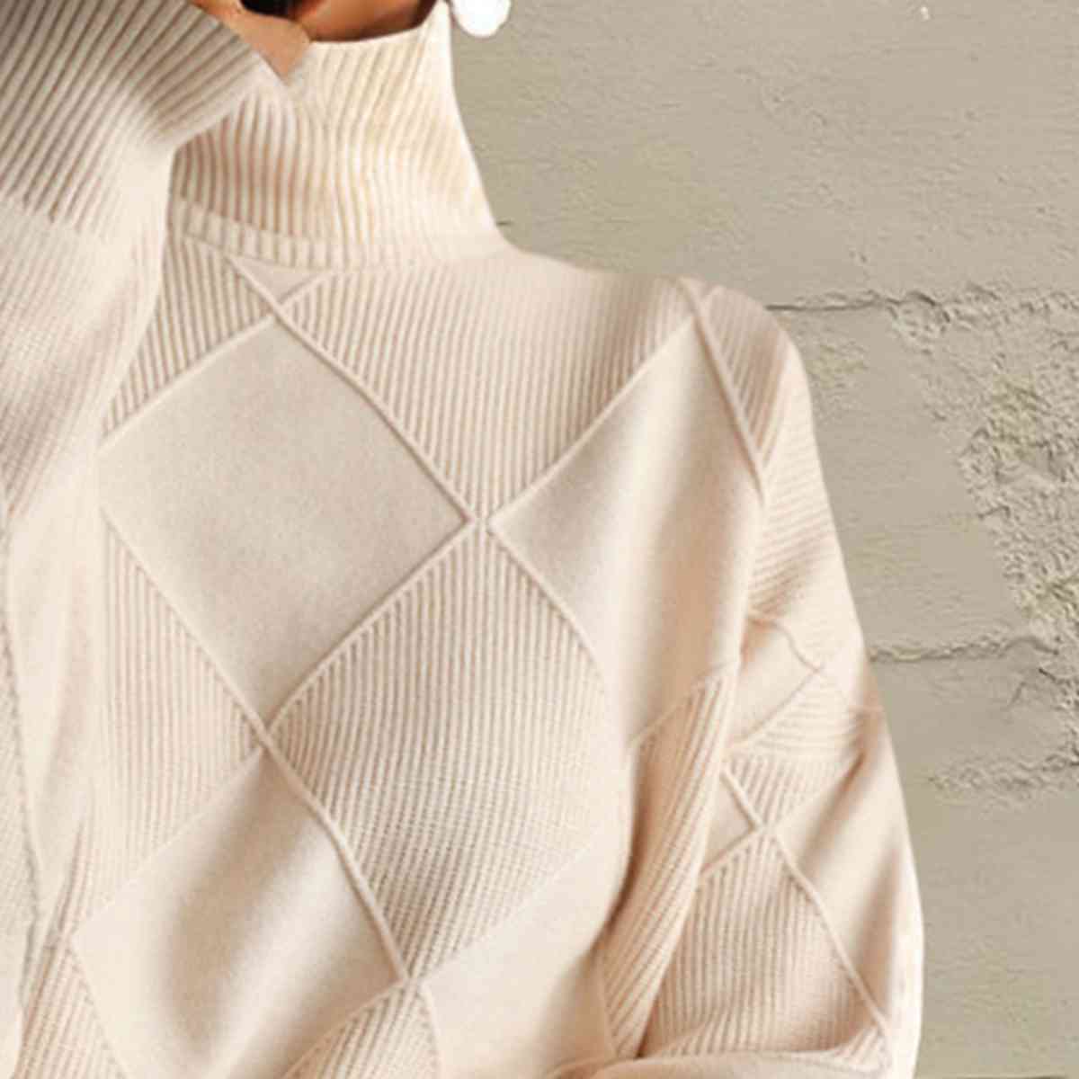 LP | Maglione chic a collo alto in maglia geometrica