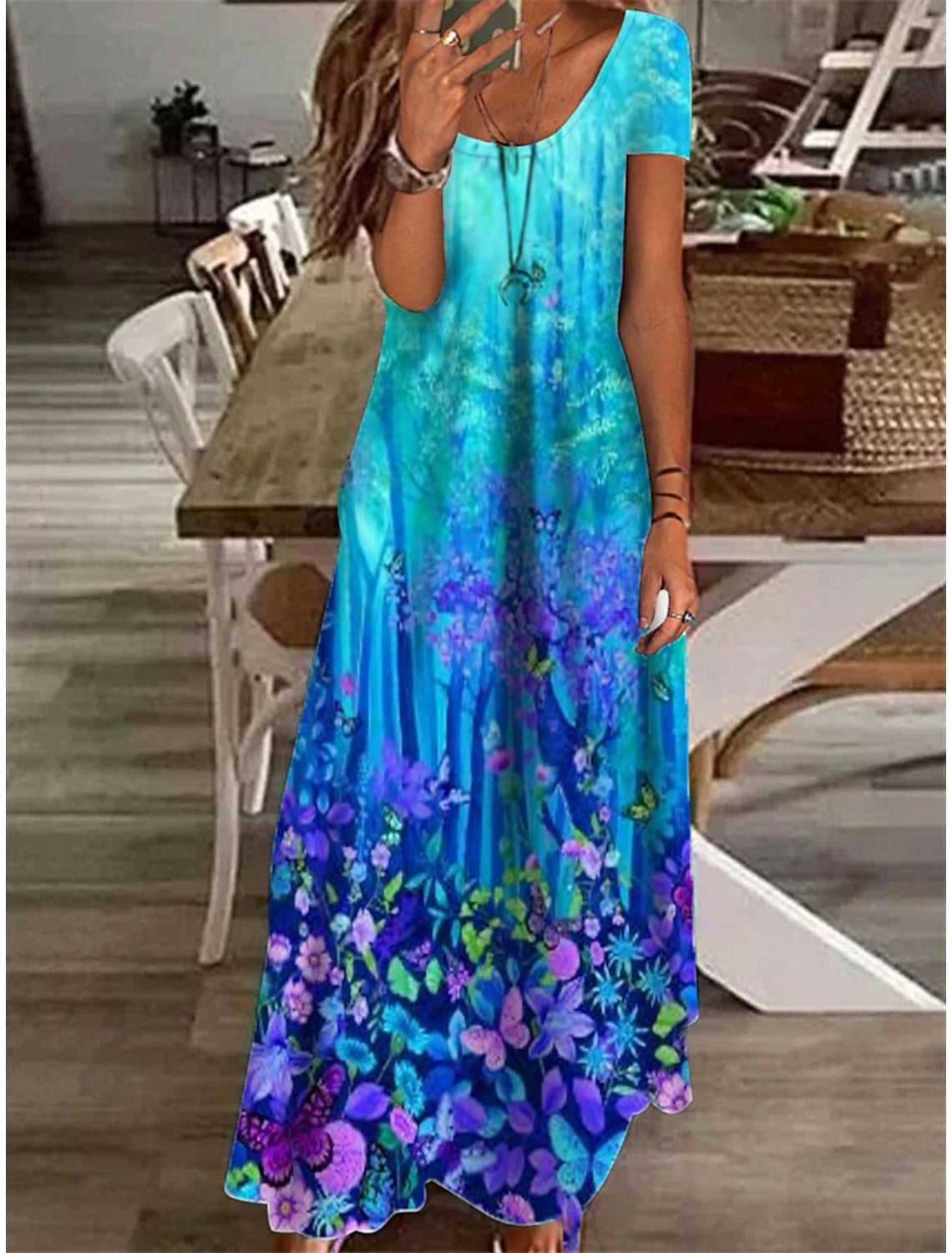 LP | Maxi abito da donna con stampa floreale, perfetto per l'estate