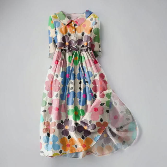 LP | Abito midi con stampa floreale e allacciatura