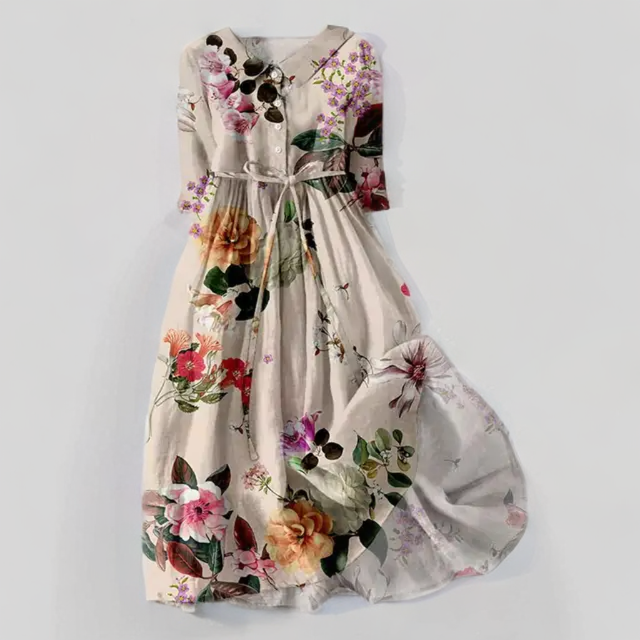 LP | Abito midi con stampa floreale e allacciatura