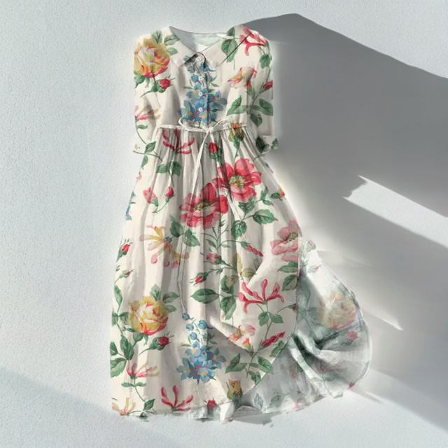 LP | Abito midi con stampa floreale e allacciatura