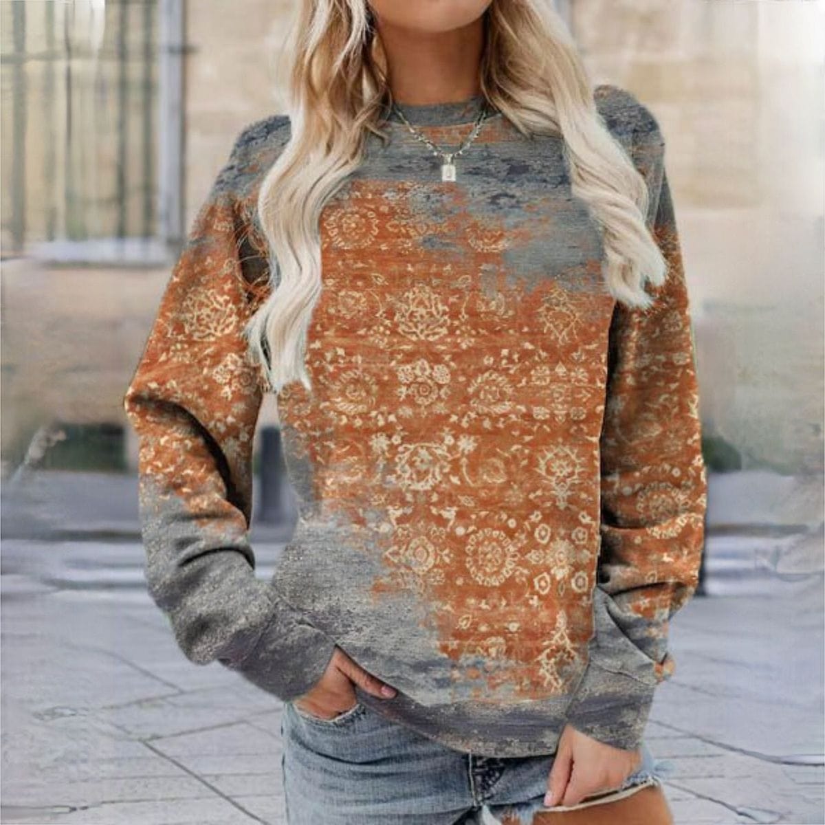LP | Lavigne - Maglia marrone con stampa mandala