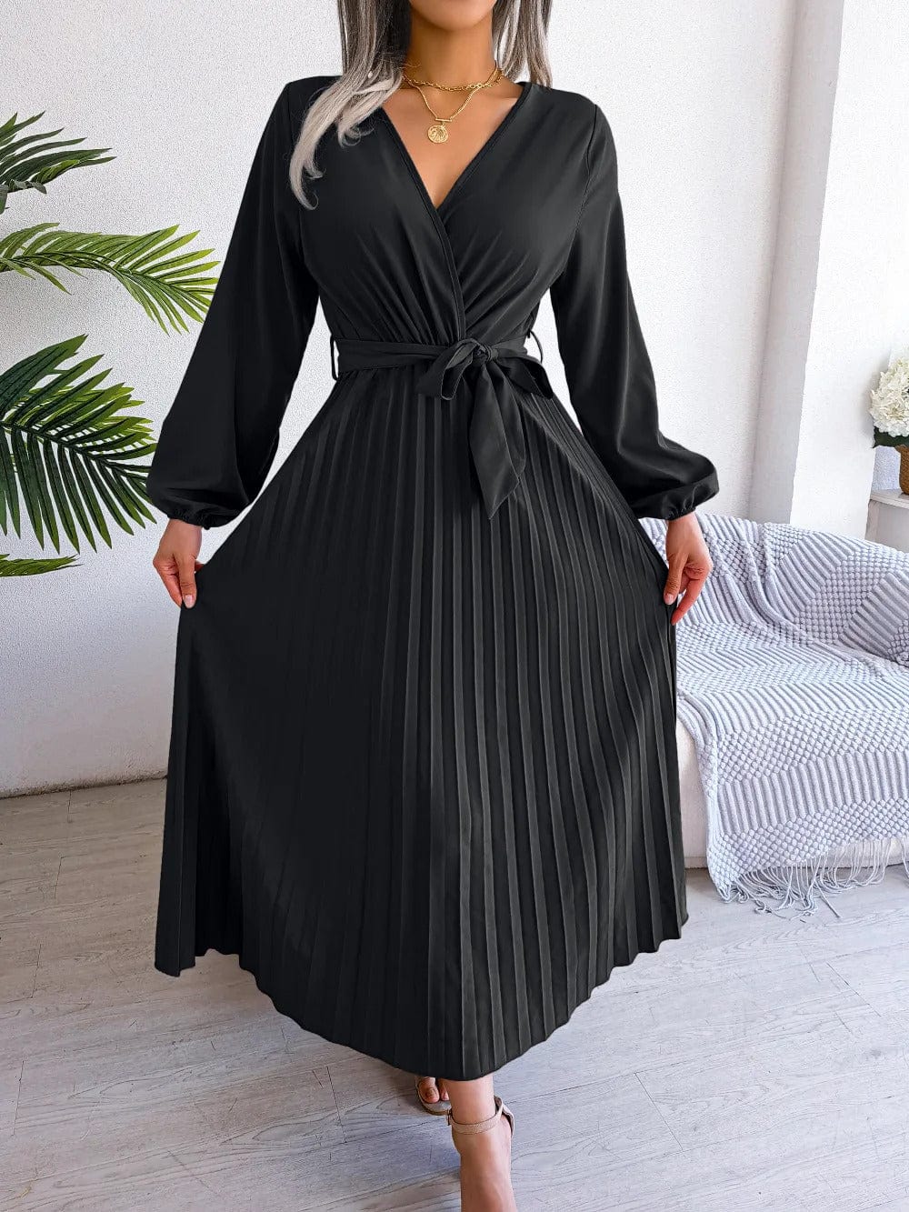 LP | Abito lungo in chiffon a pieghe