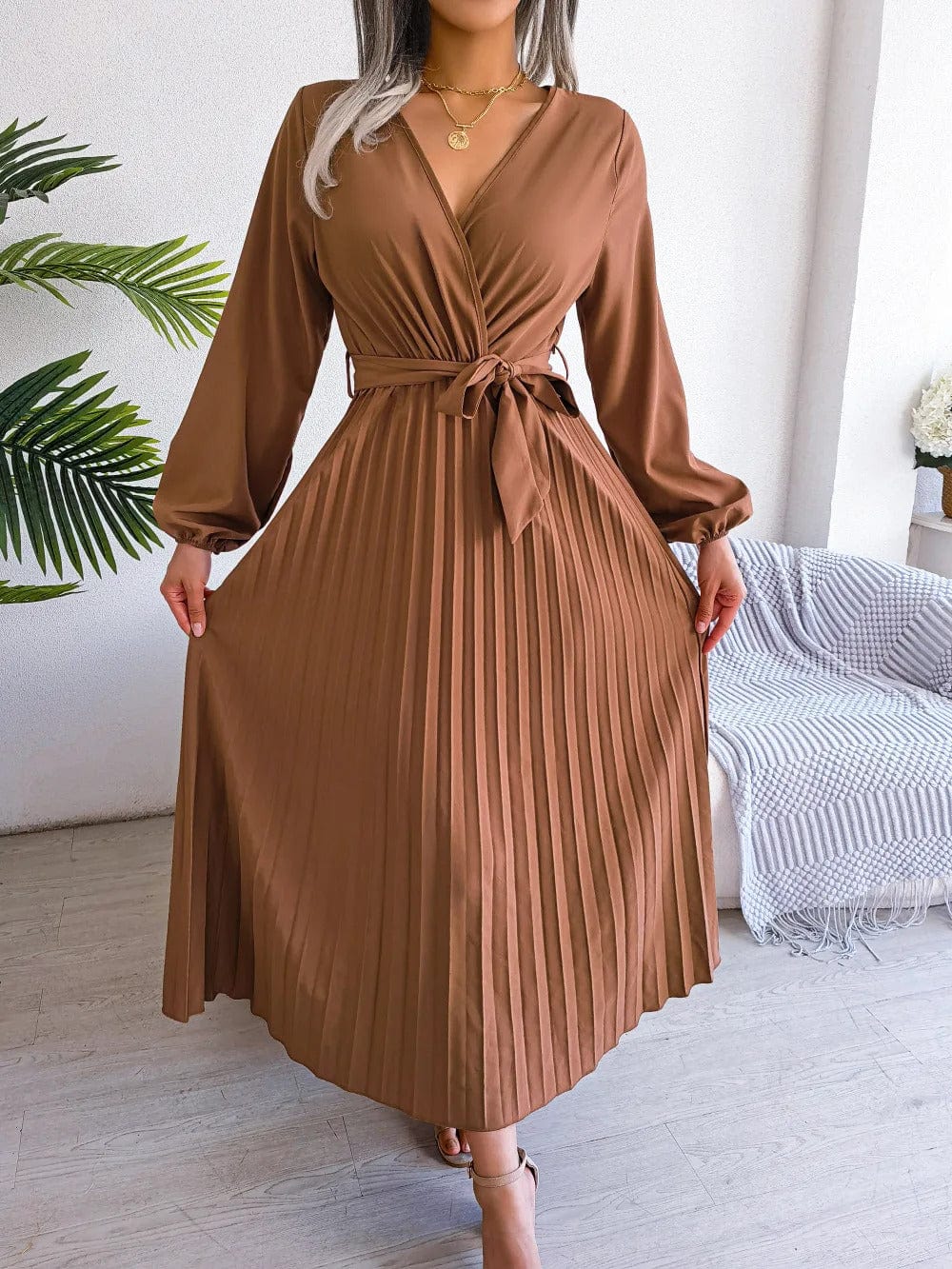LP | Abito lungo in chiffon a pieghe
