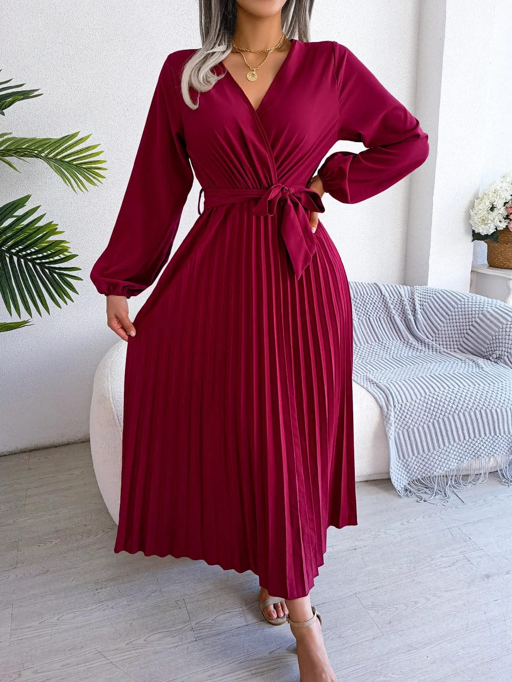 LP | Abito lungo in chiffon a pieghe