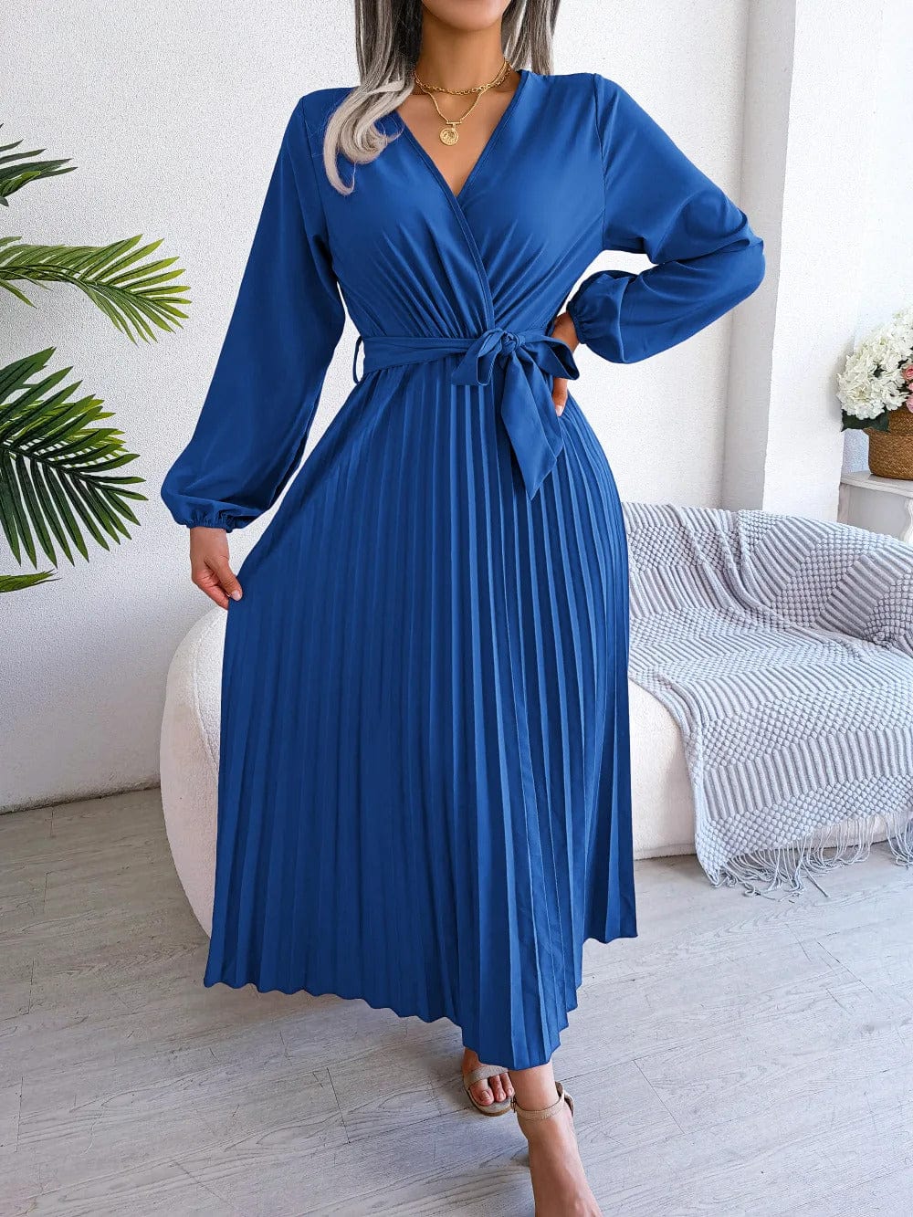 LP | Abito lungo in chiffon a pieghe