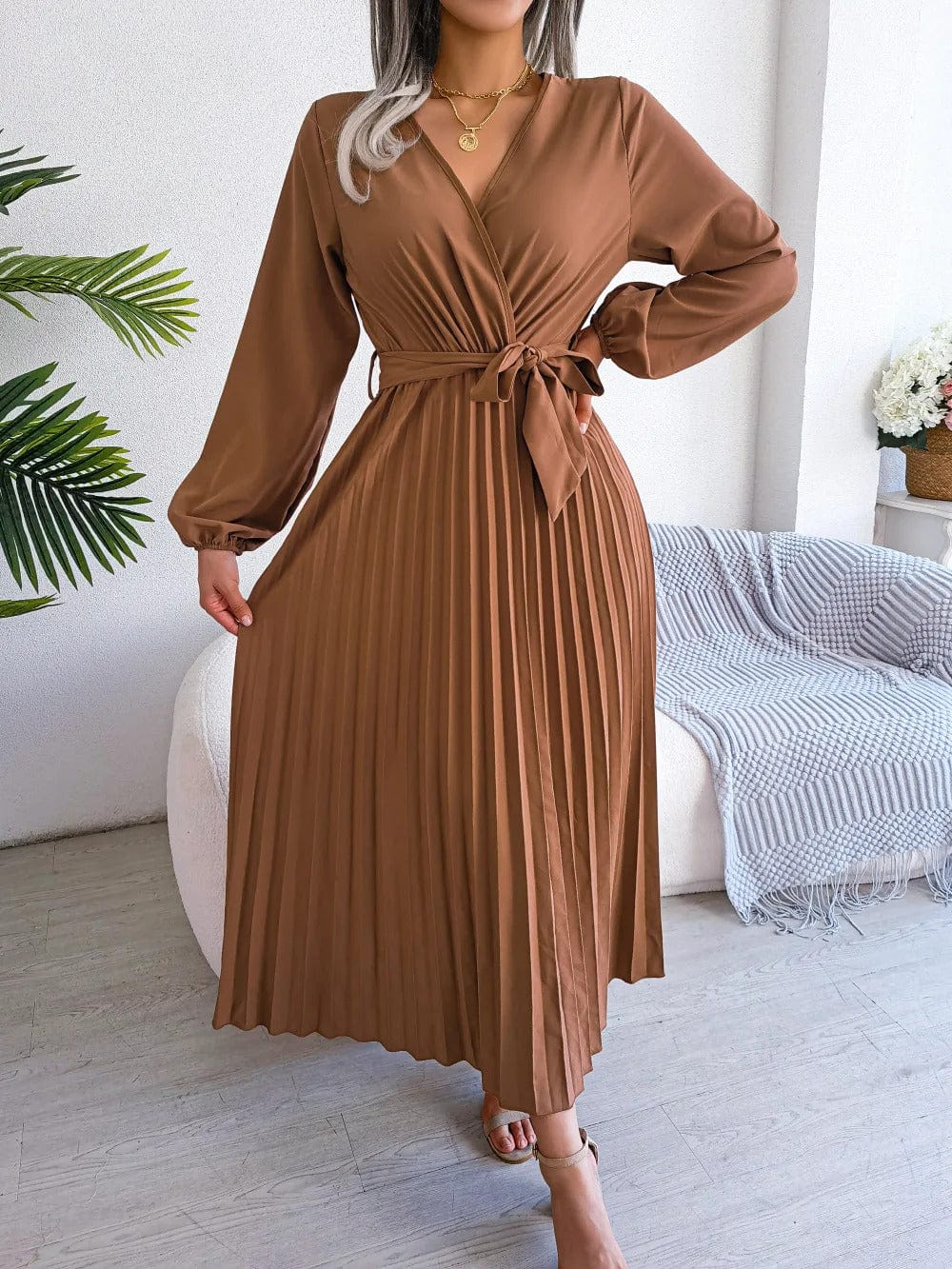 LP | Abito lungo in chiffon a pieghe