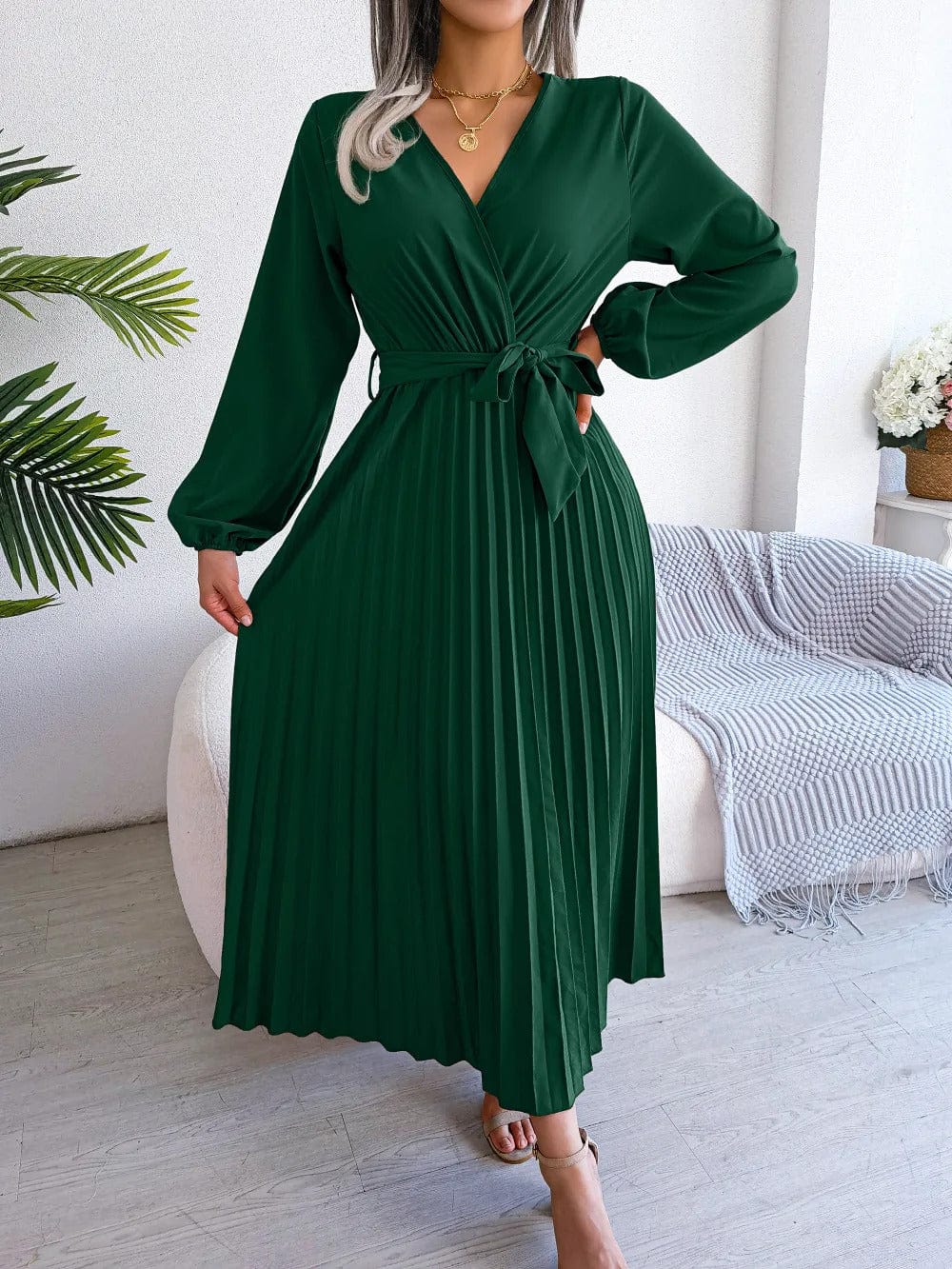 LP | Abito lungo in chiffon a pieghe