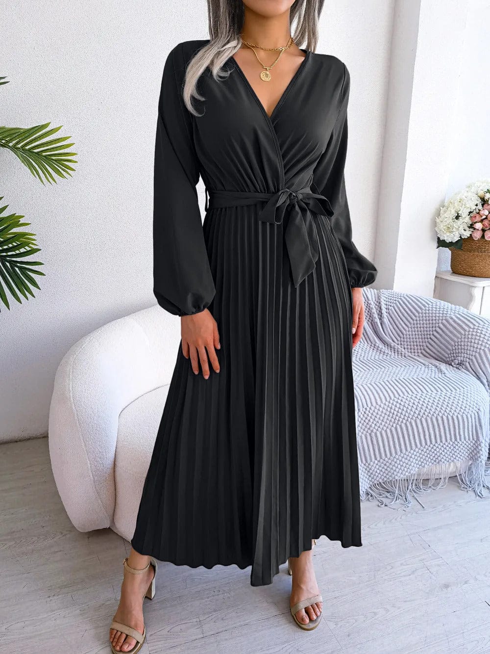 LP | Abito lungo in chiffon a pieghe