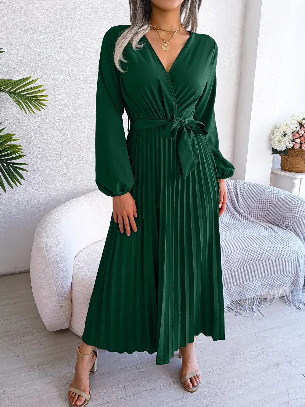 LP | Abito lungo in chiffon a pieghe