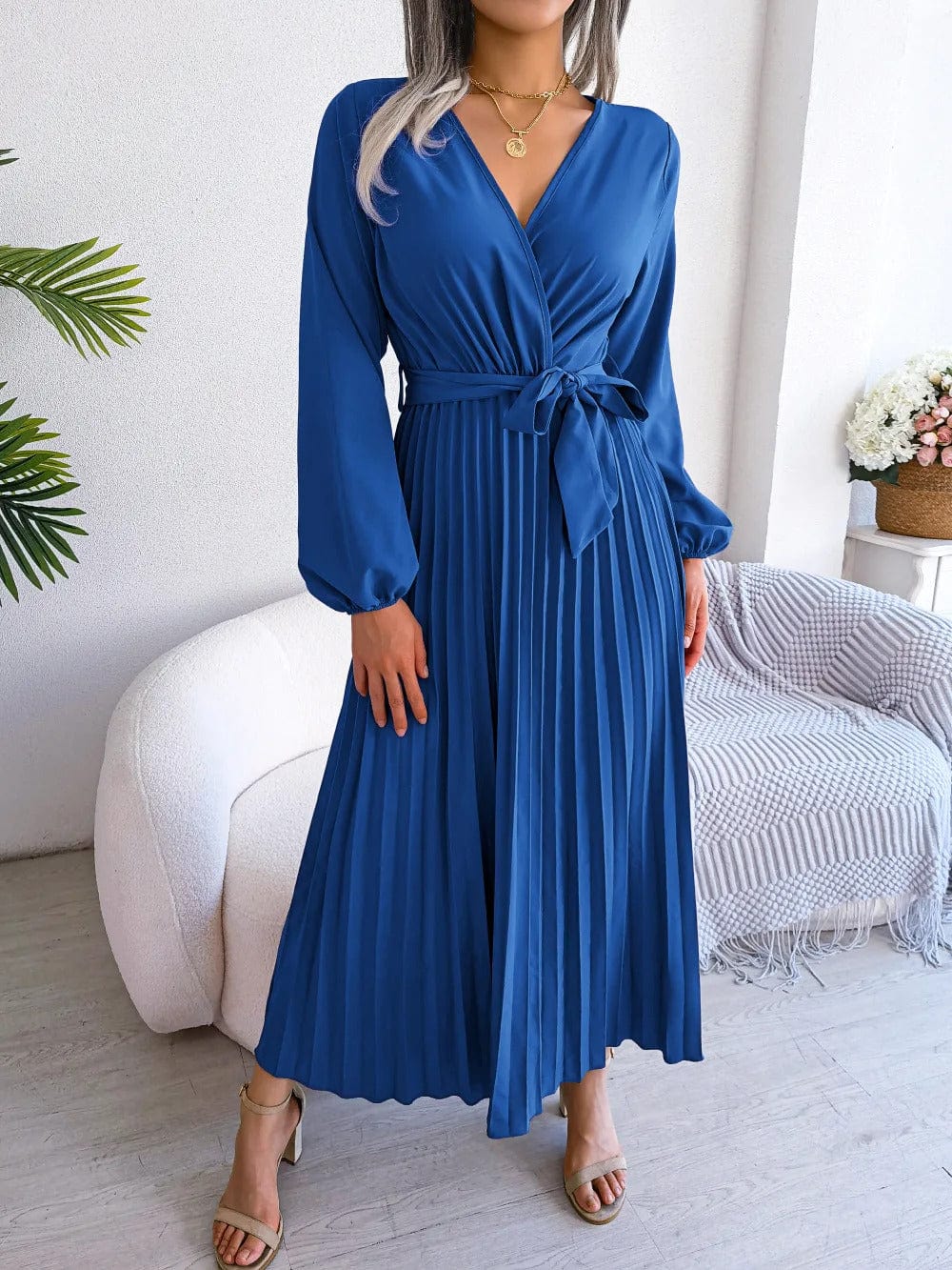 LP | Abito lungo in chiffon a pieghe