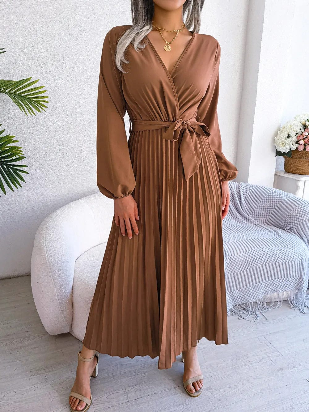 LP | Abito lungo in chiffon a pieghe