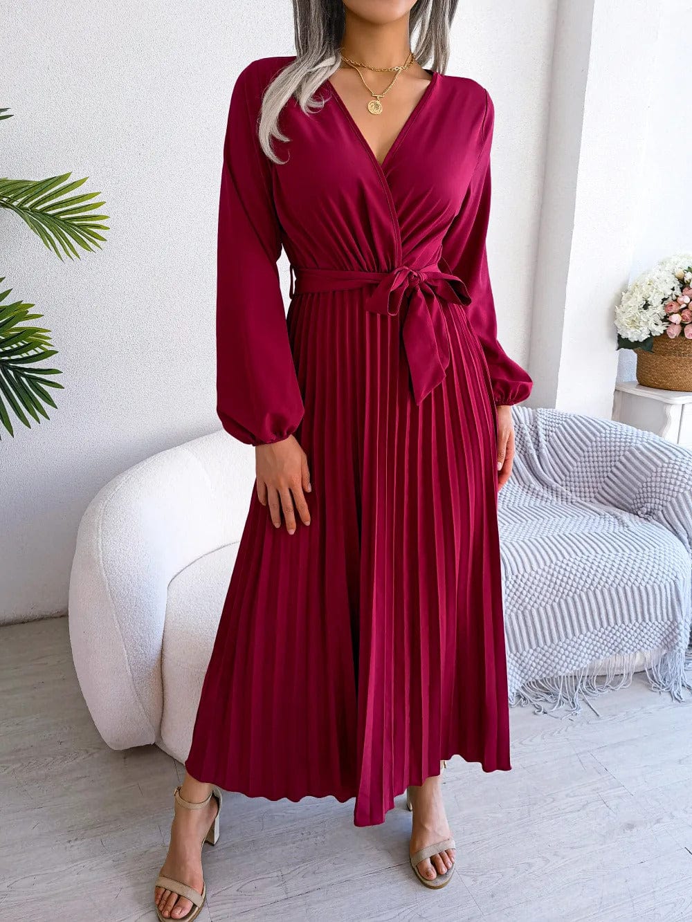LP | Abito lungo in chiffon a pieghe