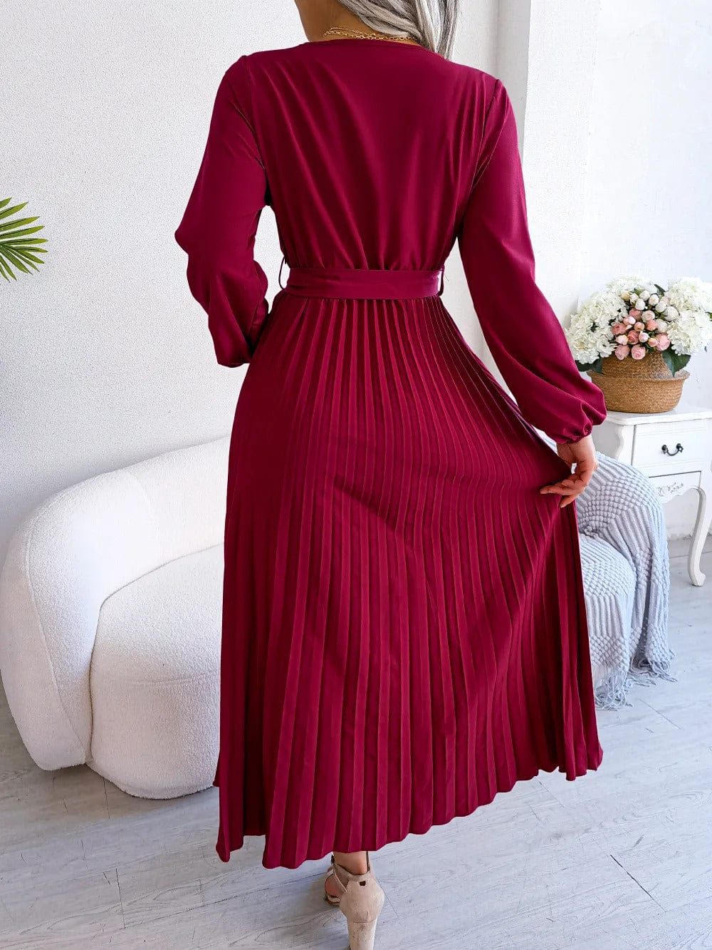 LP | Abito lungo in chiffon a pieghe