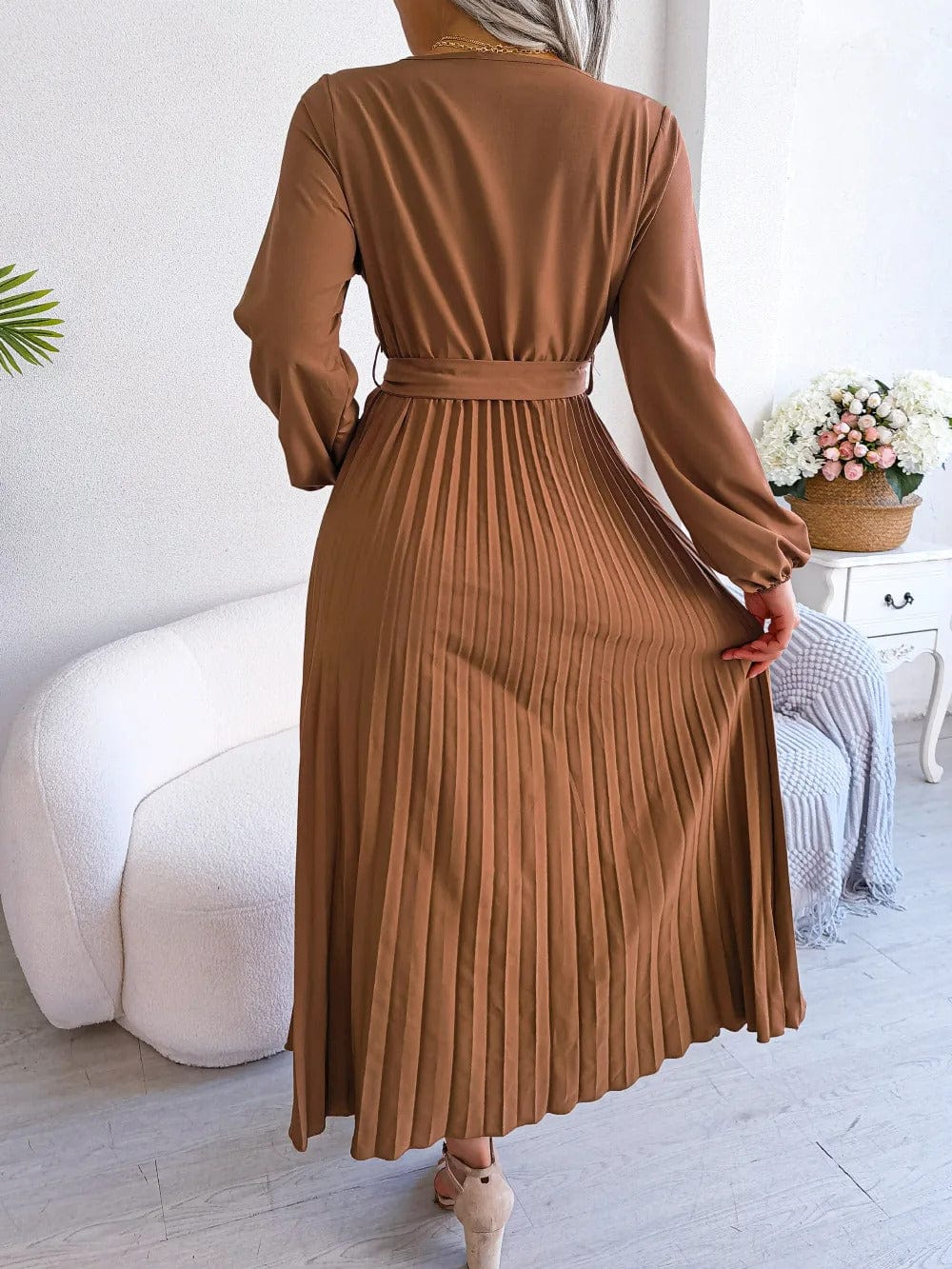 LP | Abito lungo in chiffon a pieghe