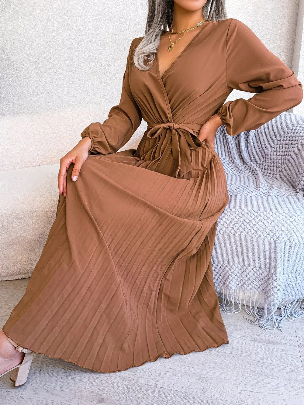 LP | Abito lungo in chiffon a pieghe