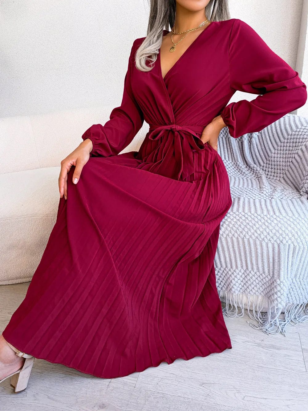 LP | Abito lungo in chiffon a pieghe