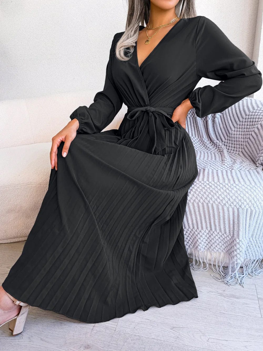 LP | Abito lungo in chiffon a pieghe