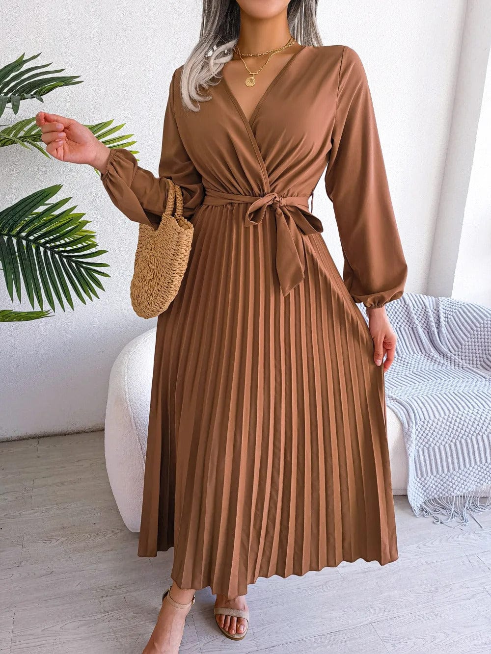 LP | Abito lungo in chiffon a pieghe