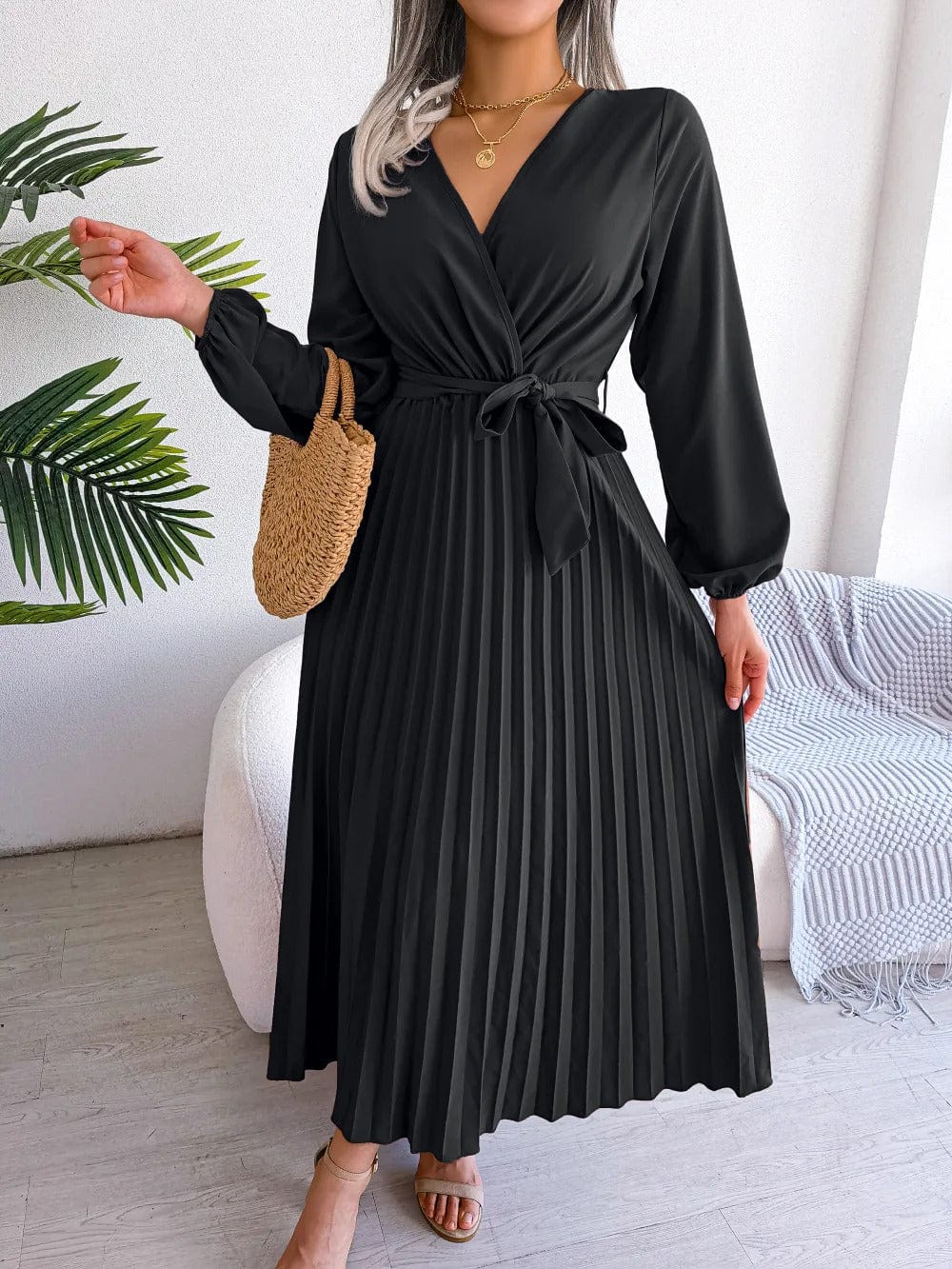 LP | Abito lungo in chiffon a pieghe