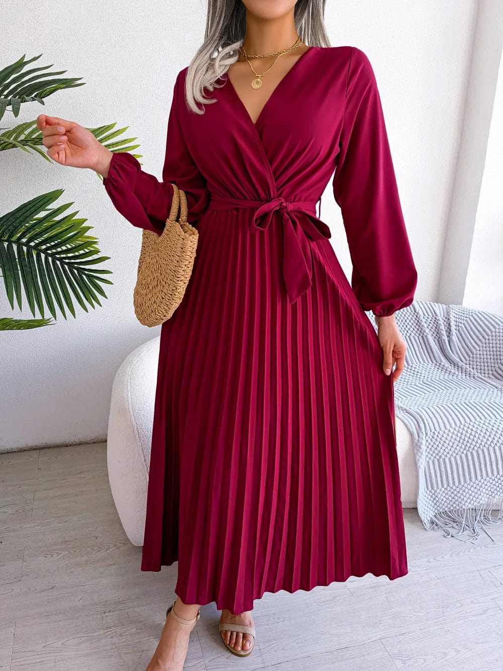 LP | Abito lungo in chiffon a pieghe
