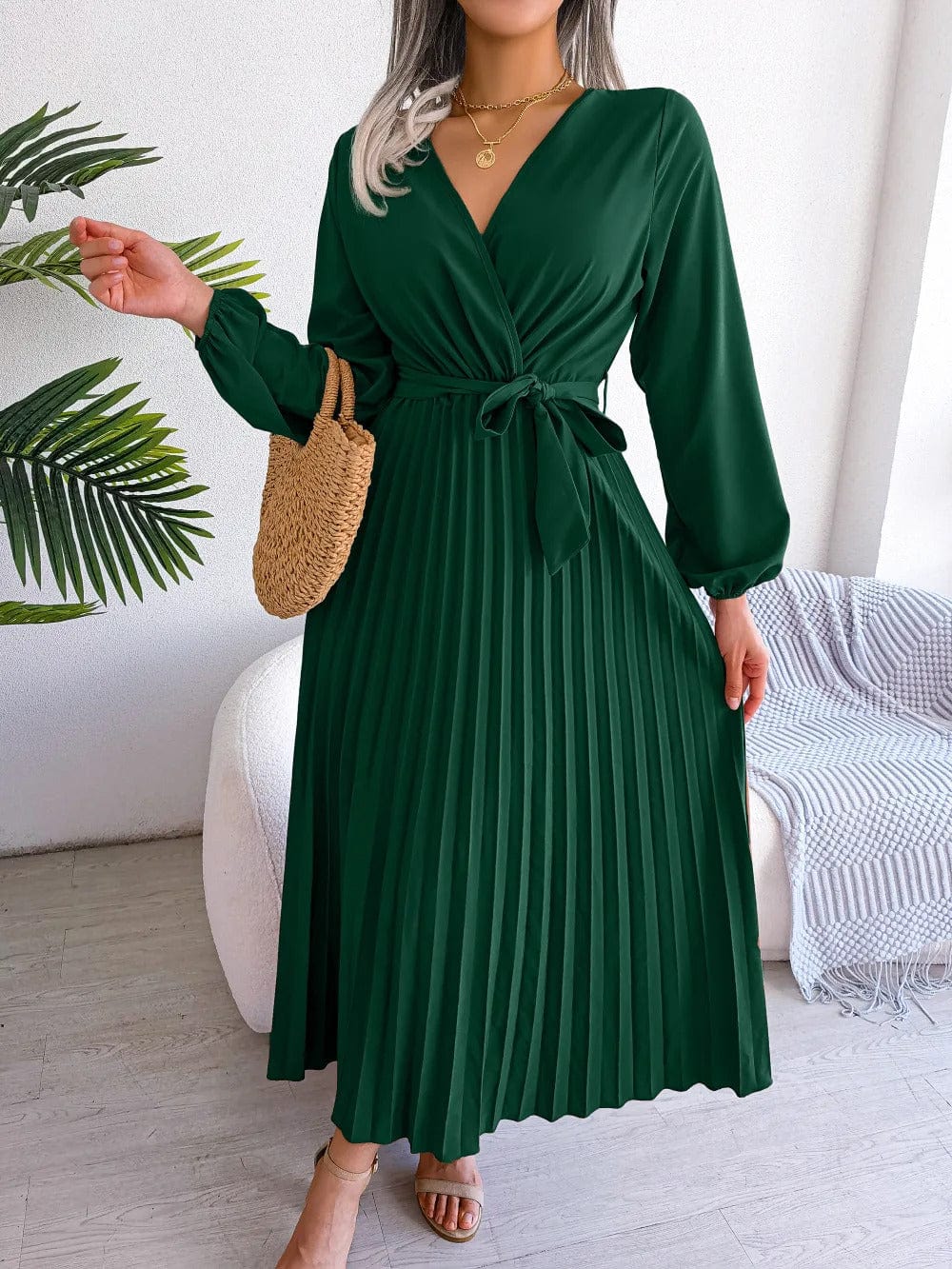 LP | Abito lungo in chiffon a pieghe