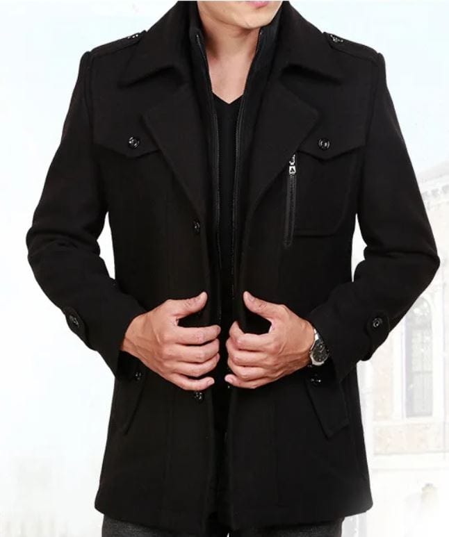 LP | Cappotto in lana a doppio collo per l'autunno e l'inverno