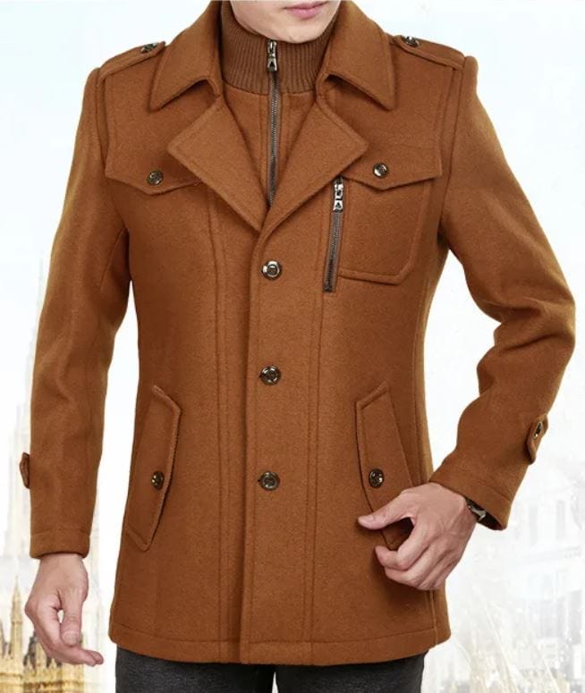 LP | Cappotto in lana a doppio collo per l'autunno e l'inverno