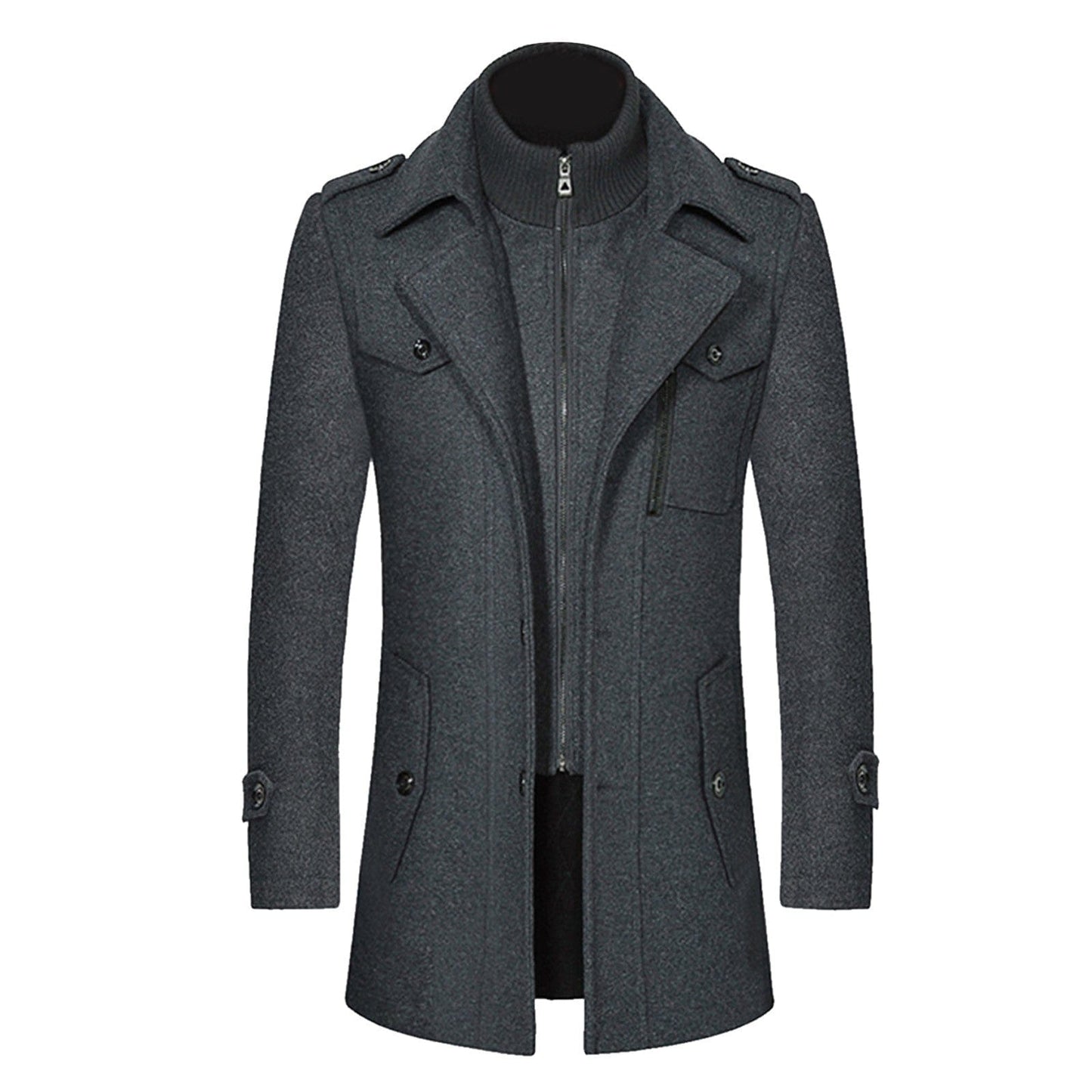 LP | Cappotto in lana a doppio collo per l'autunno e l'inverno