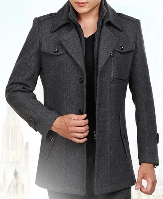 LP | Cappotto in lana a doppio collo per l'autunno e l'inverno