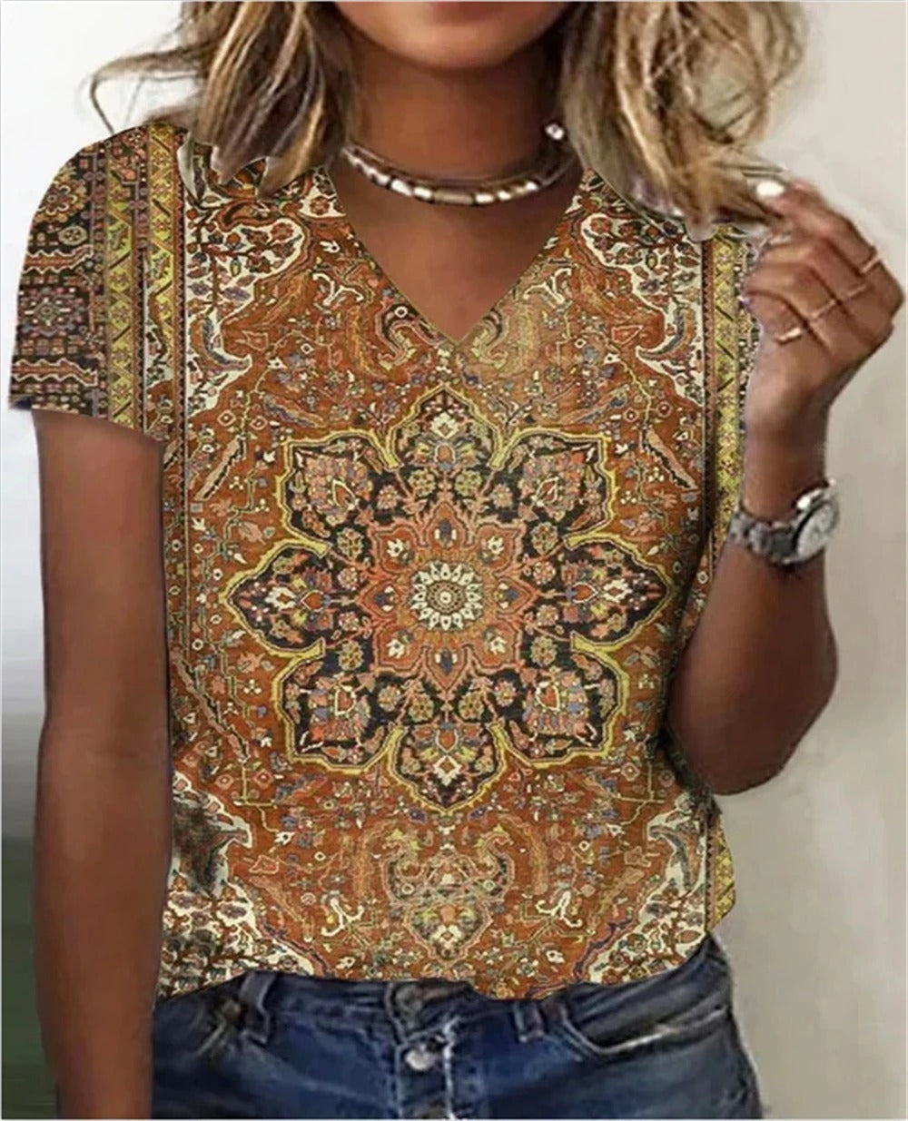 LP | Camicia con scollo a V in stile vintage