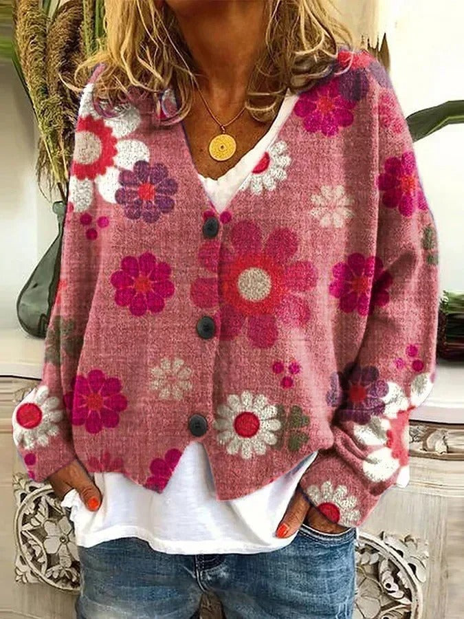 LP | Cardigan stampato con chiusura a bottoni