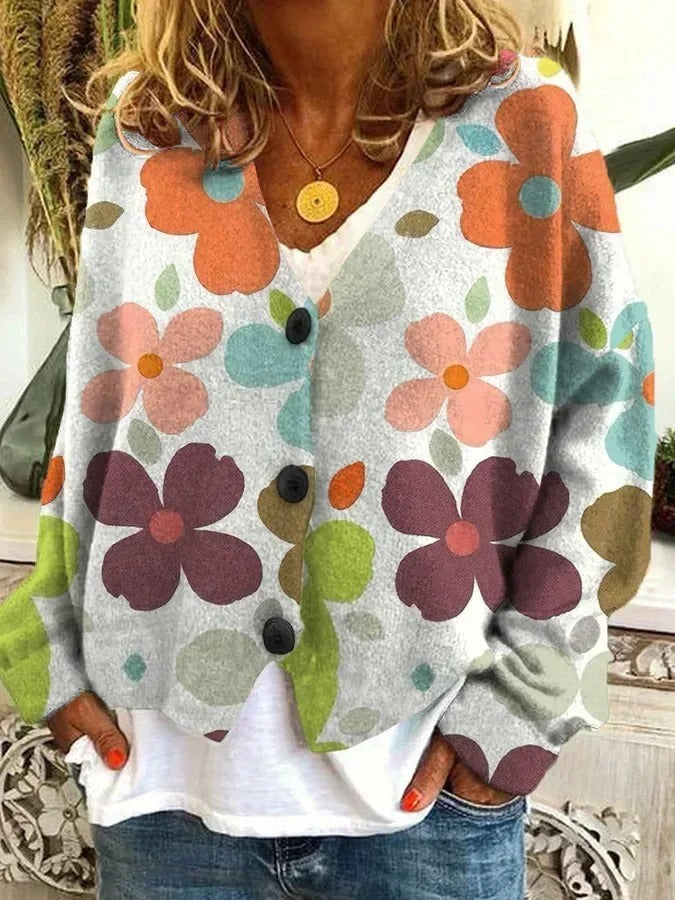 LP | Cardigan stampato con chiusura a bottoni