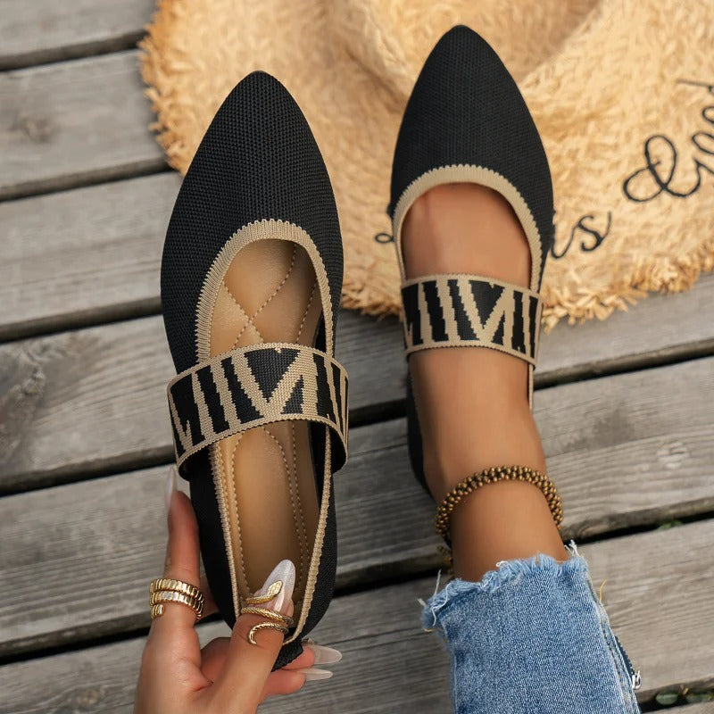 LP | Eleganti ballerine affusolate con cinturino a scacchiera