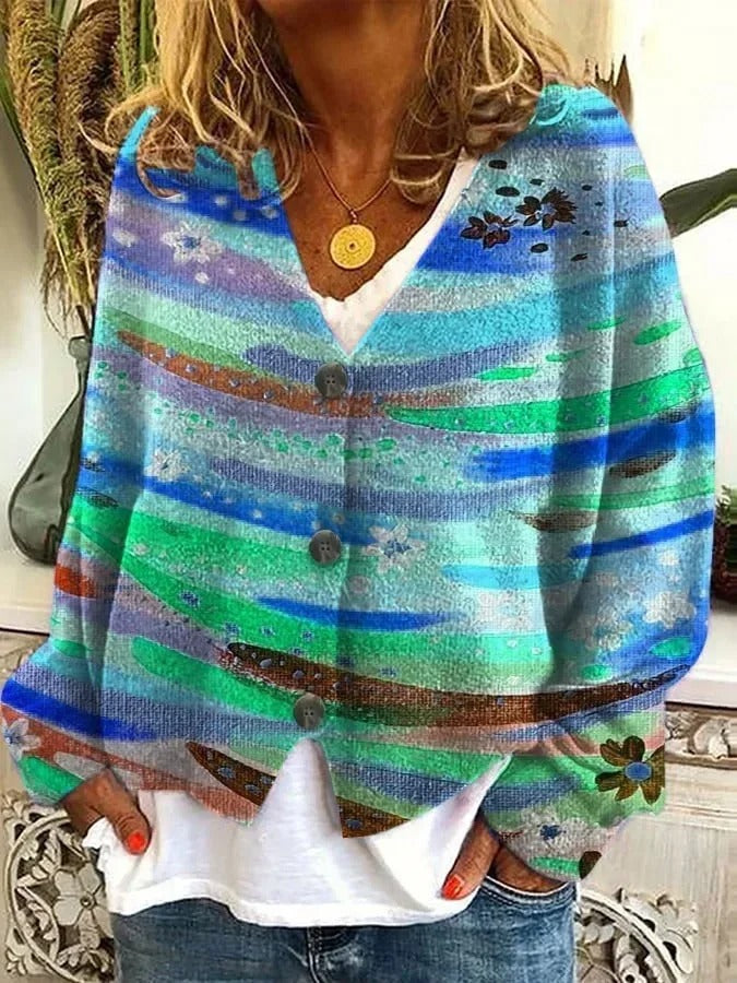 LP | Cardigan stampato con chiusura a bottoni
