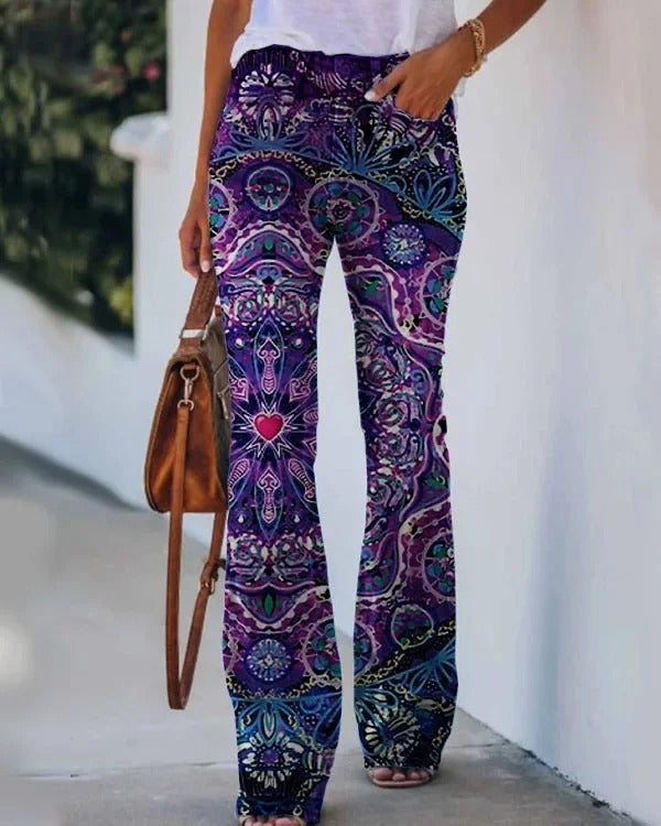LP | Pantaloni stampati a vita alta