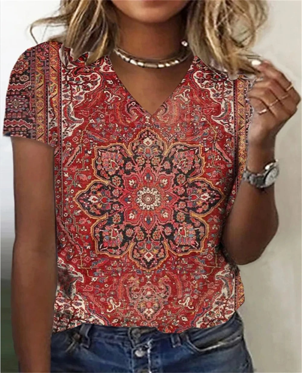 LP | Camicia con scollo a V in stile vintage