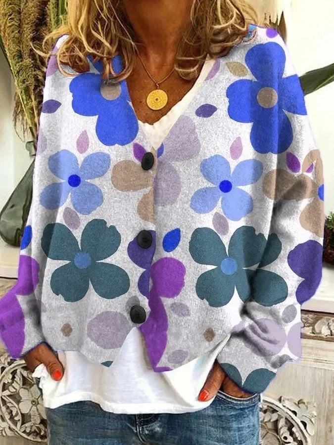 LP | Cardigan stampato con chiusura a bottoni
