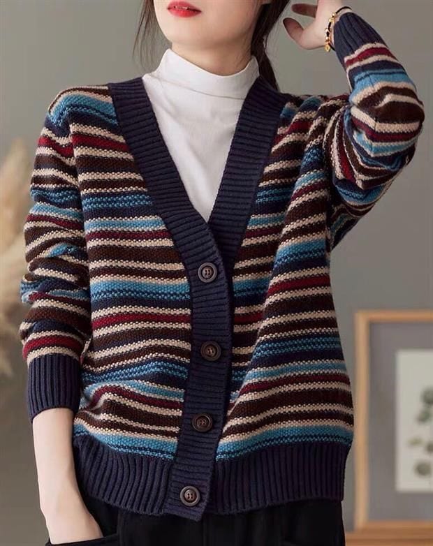 LP | Maglia a righe con scollo a V