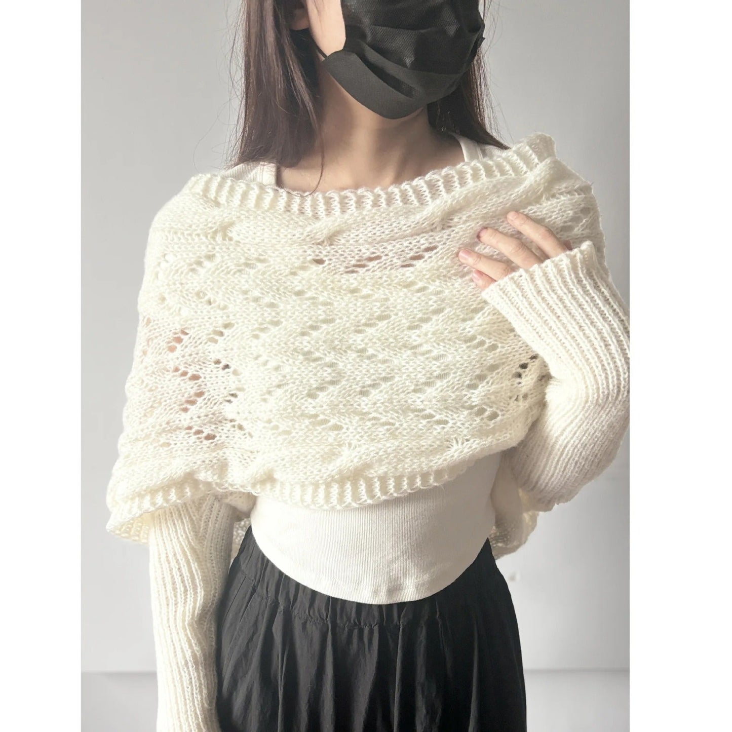 LP | Elegante maglione a portafoglio in maglia con dettaglio traforato