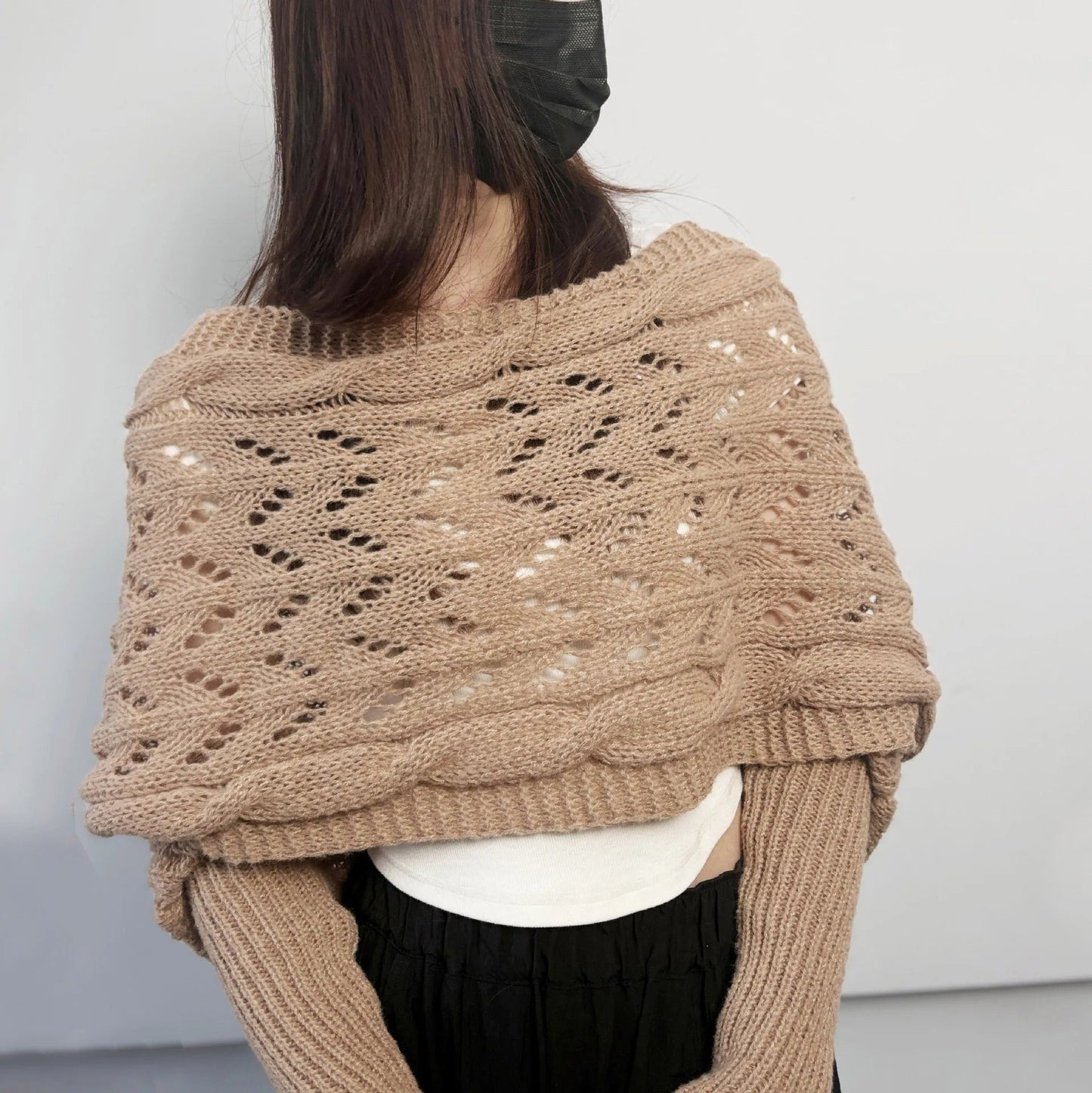LP | Elegante maglione a portafoglio in maglia con dettaglio traforato