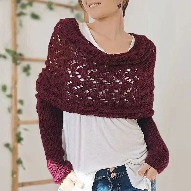 LP | Elegante maglione a portafoglio in maglia con dettaglio traforato