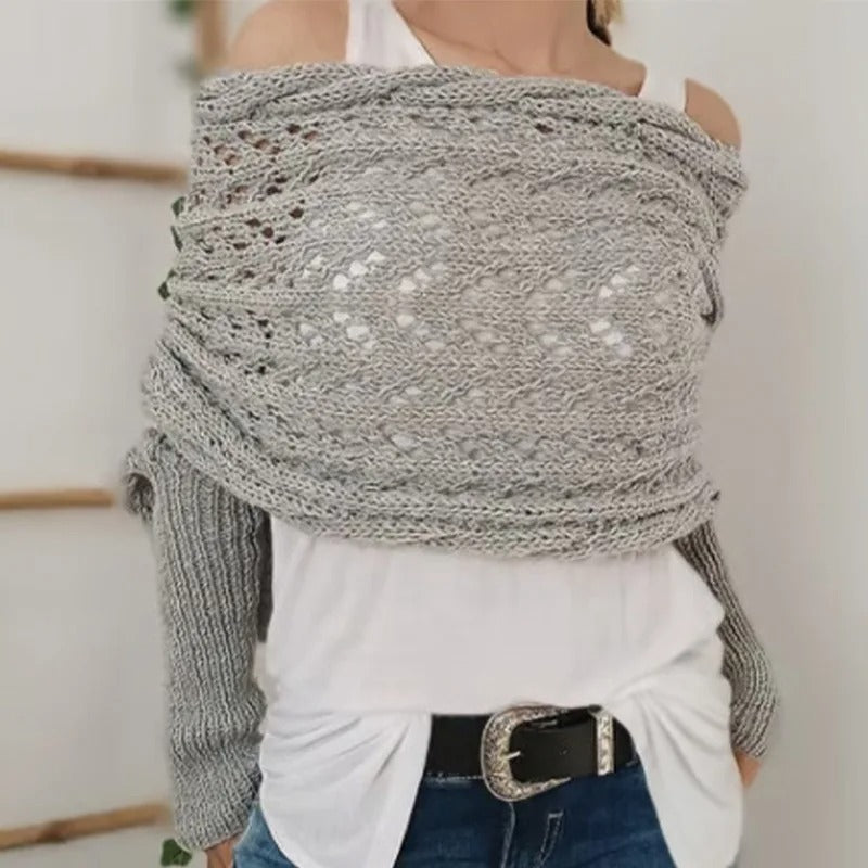 LP | Elegante maglione a portafoglio in maglia con dettaglio traforato