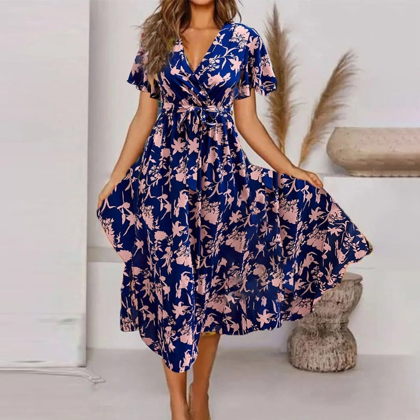 LP | Abito lungo da donna con stampa vintage